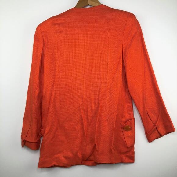 Denise Hajjar Boston Bright Orange V-Neck Blazer - Picture 9 of 14